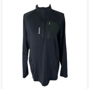 Reebok‎ Men’s Black Athletic Quarter Zip Long Sleeve Chest Pocket Shirt XL